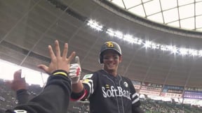【2回表】ホークス・栗原陵矢 反撃の狼煙を上げるホームランを放ち、同点!!  2023年3月11日 埼玉西武ライオンズ 対 福岡ソフトバンクホークス