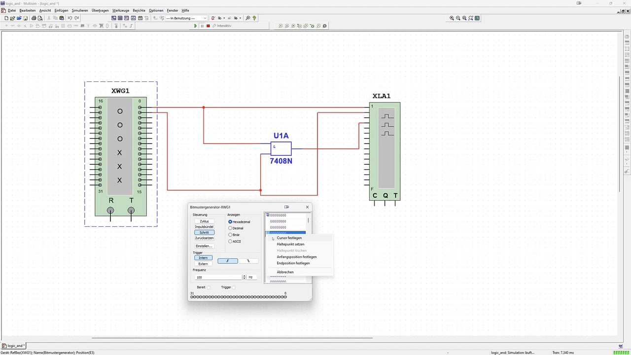 Circuit logic AND, poartă logică, analizor logic, generator de biți