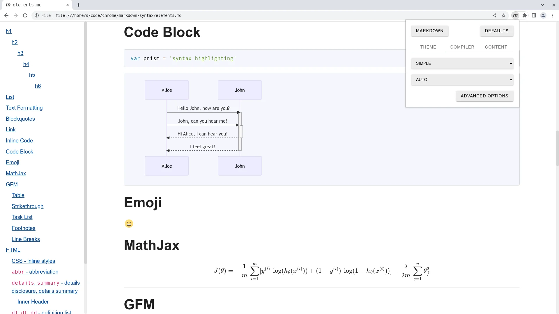 Markdown viewer browser extension