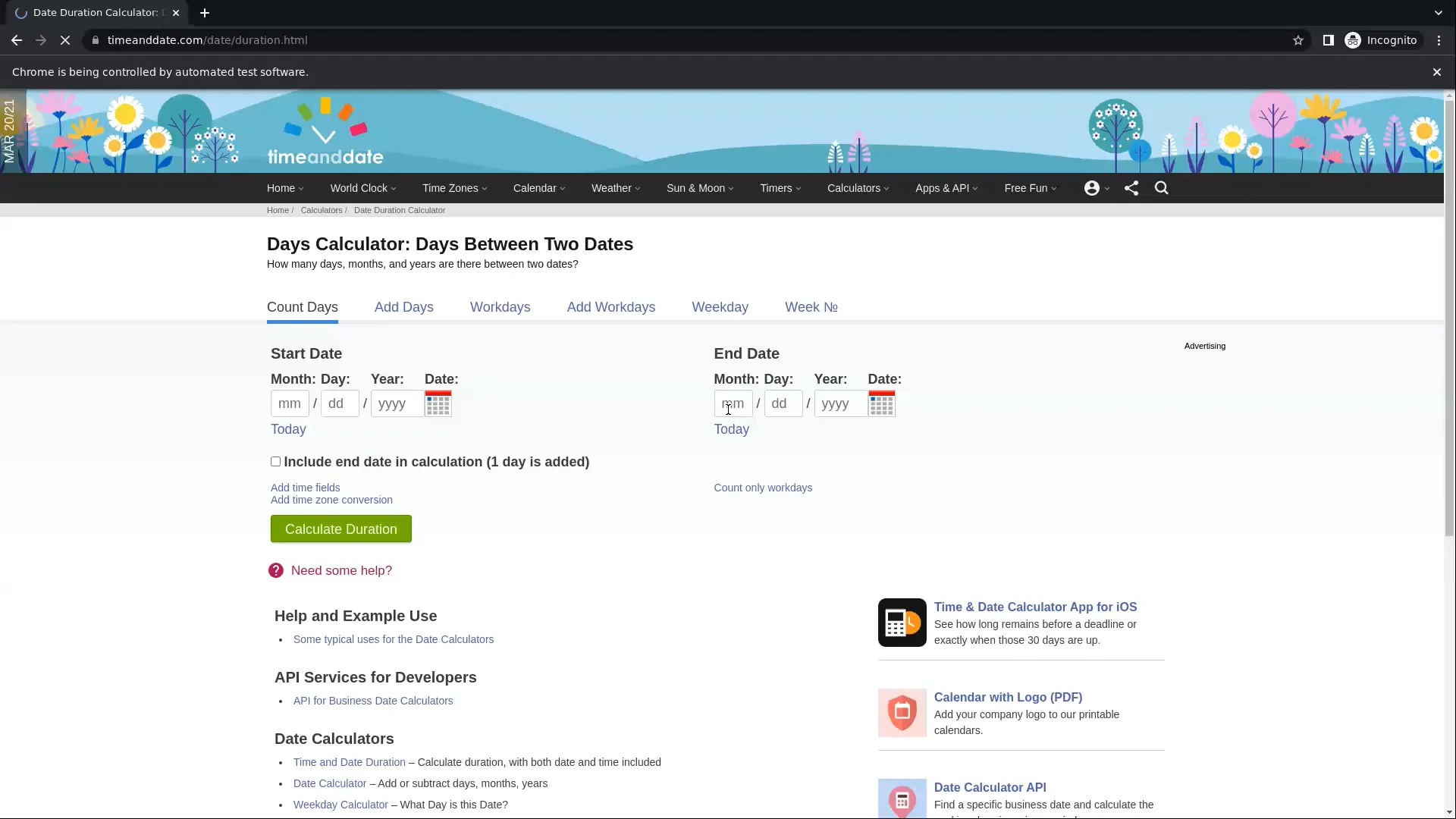 date and time cal on Vimeo