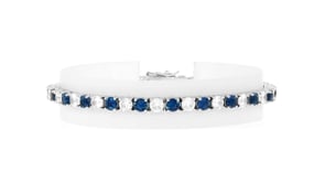 4.35 ct. t.w. Simulated Sapphire and 4.35 ct. t.w. CZ Tennis Bracelet in Sterling Silver