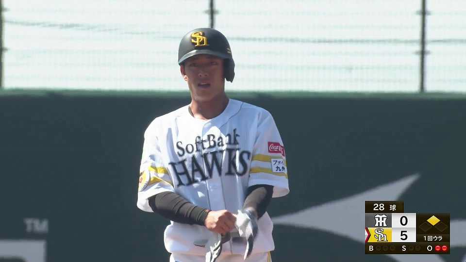 【春季教育リーグ】さらに突き放す!! ホークス・九鬼隆平 2点タイムリー2ベースヒット!!  2023年3月14日 福岡ソフトバンクホークス 対 阪神タイガース