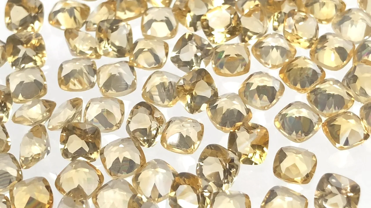 動画】宝石質シトリンAAA ルース スクエアファセットカット4×4mm