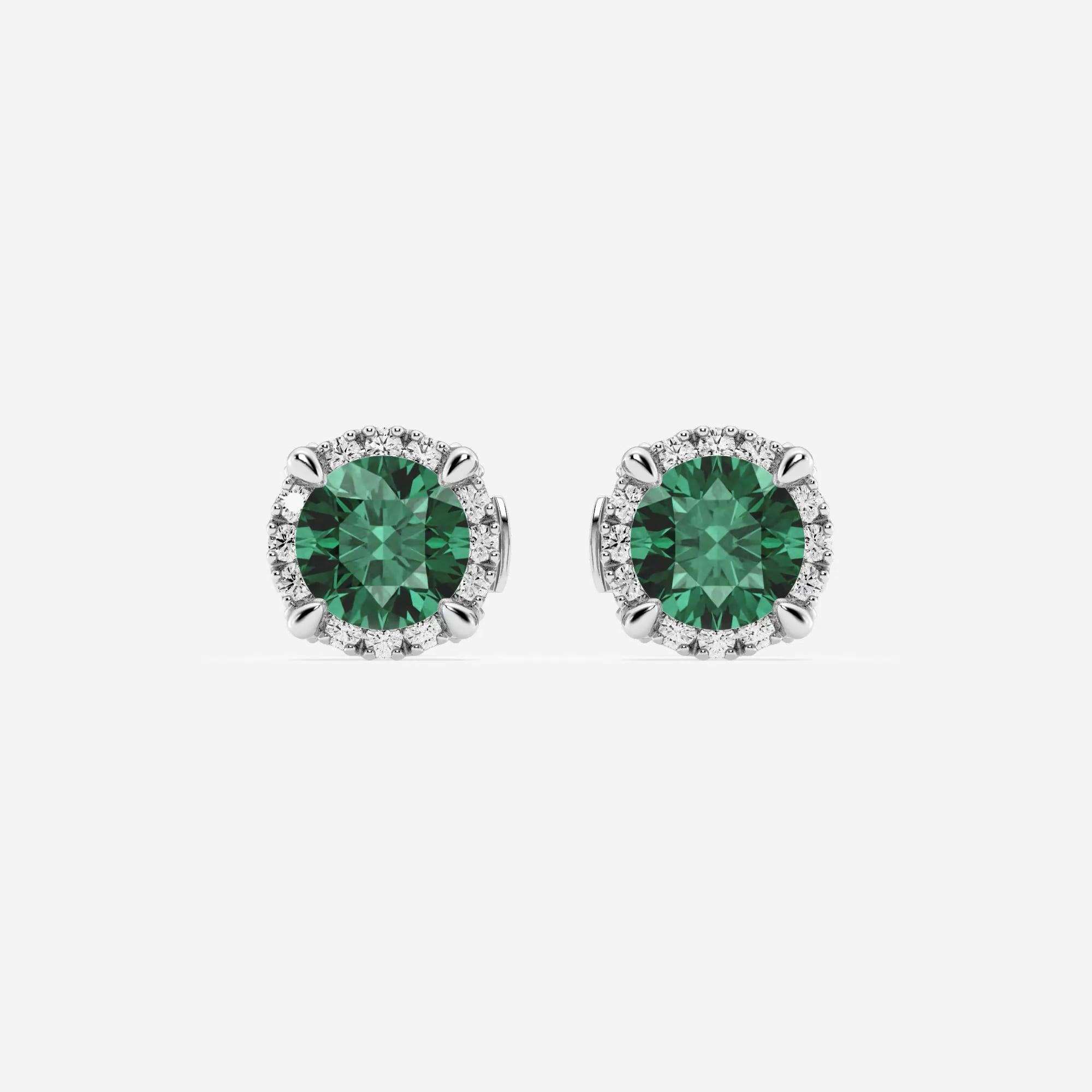 5.1 mm Round Created Emerald and 1/5 ctw Round Lab Grown Diamond Shadow ...