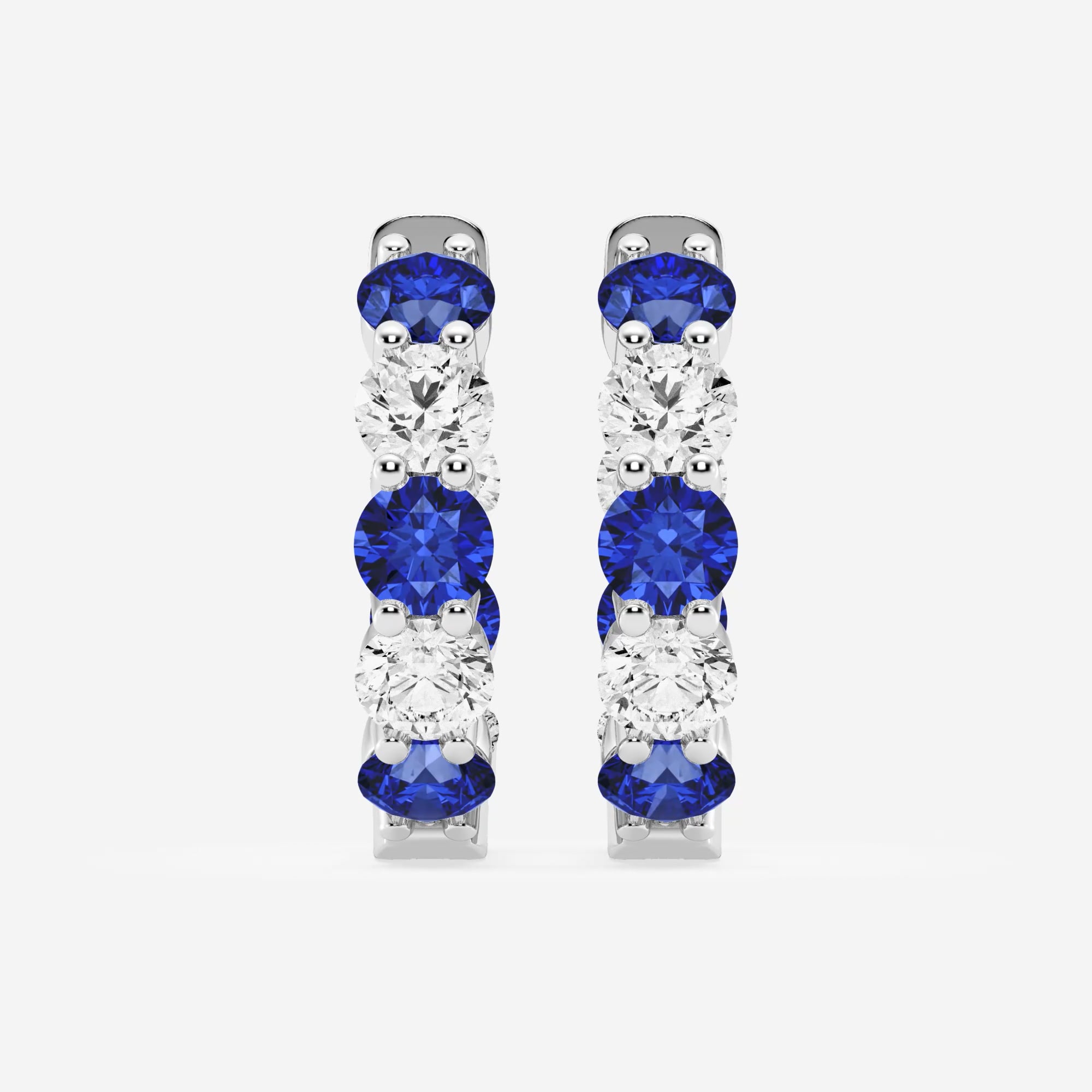 product video for 4 mm Round Created Sapphire and 2 ctw Round Lab Grown Diamond Inside Out Hoop Earrings