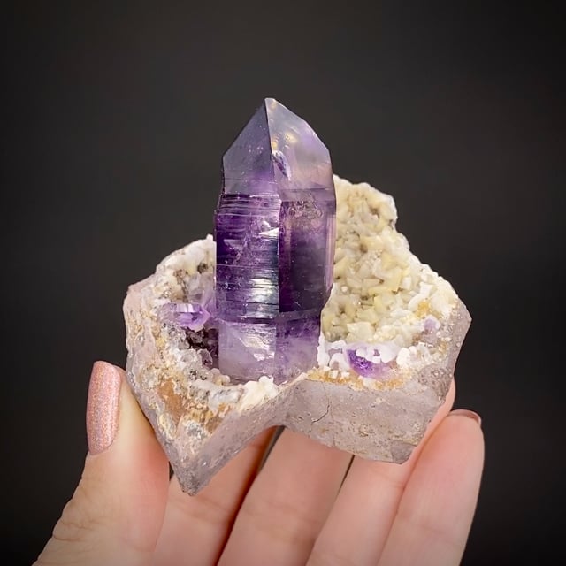 Sceptered Amethyst with Dolomite and Chalcedony