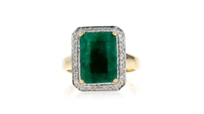 5.50 Carat Emerald and .20 ct. t.w. Diamond Ring in 14kt Yellow Gold