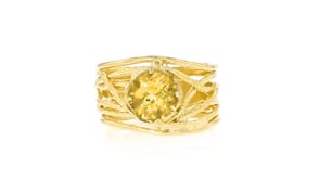 1.60 Carat Citrine Textured Openwork Ring in 18kt Gold Over Sterling