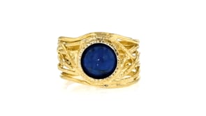 Lapis Textured Openwork Ring in 18kt Gold Over Sterling