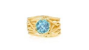 2.20 Carat Blue Topaz Textured Openwork Ring in 18kt Gold Over Sterling