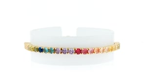5.52 ct. t.w. Multicolored CZ Bolo Bracelet in 18kt Gold Over Sterling