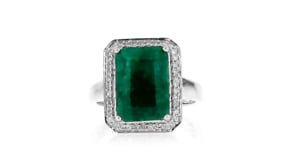 4.40 Carat Emerald and .20 ct. t.w. Diamond Ring in Sterling Silver