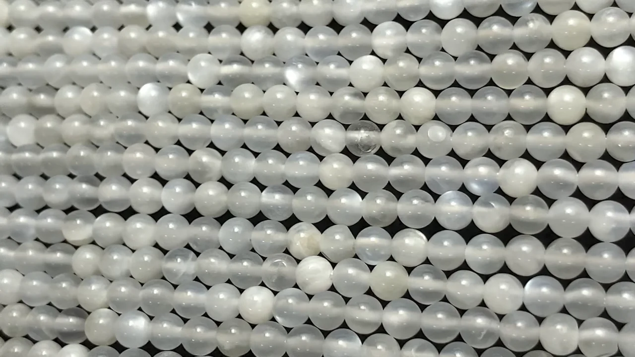 ホワイトムーンストーン ラウンド3mm 1連（約37cm）｜天然石ビーズの卸