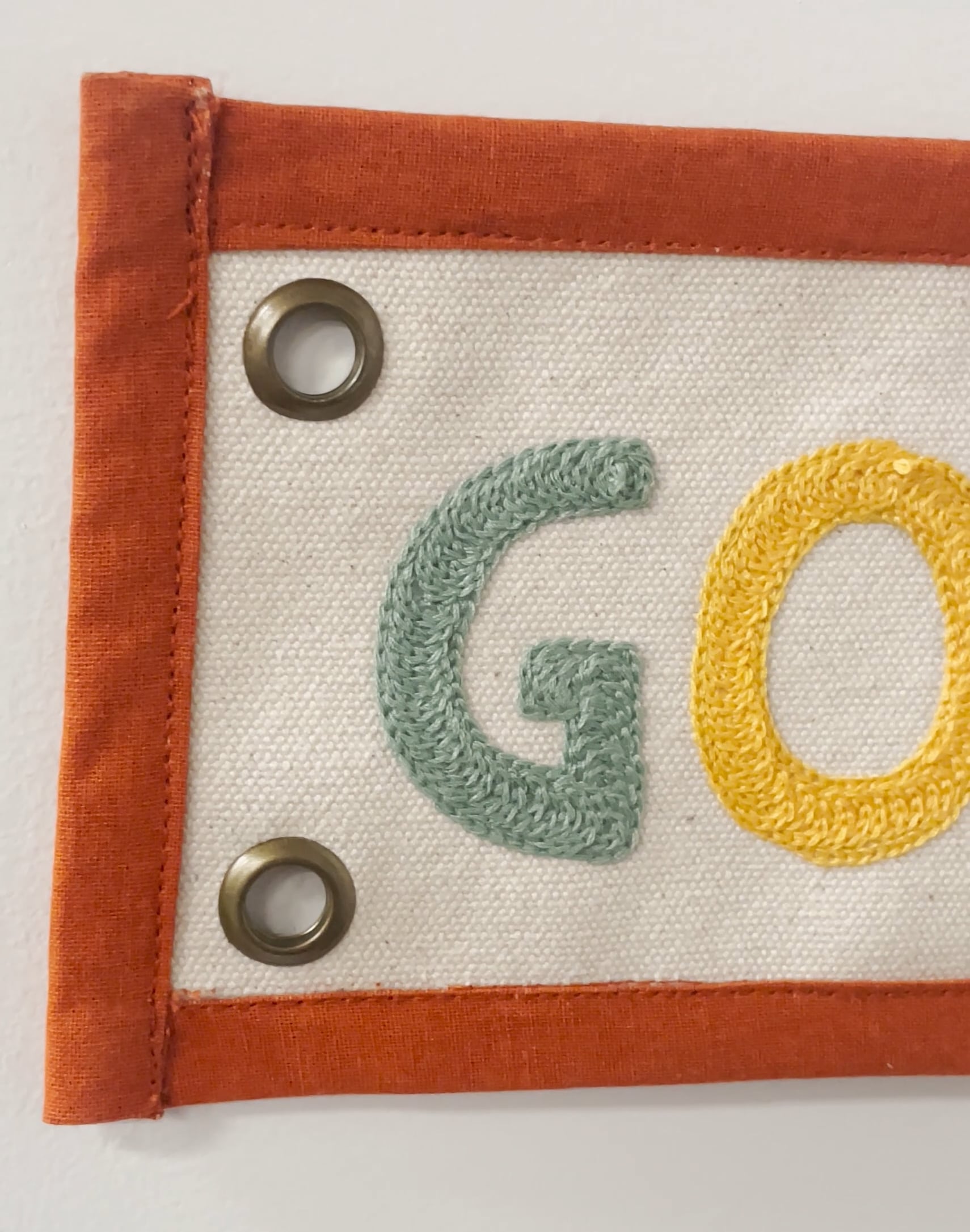 Rainbow Go Outside Embroidered Canvas Banner image