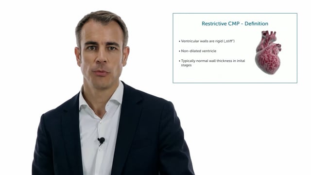 What is the pathophysiology of restrictive CMP?