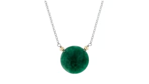 20.00 Carat Emerald Pendant Necklace in 14kt Yellow Gold and Sterling Silver