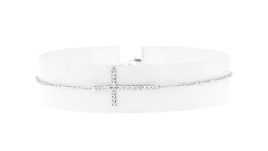 Diamond-Accented Sideways Cross Bracelet in 14kt White Gold