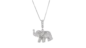 33 ct. t.w. Pave Diamond Baby Elephant Pendant Necklace in Sterling Silver