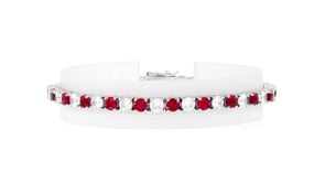 4.35 ct. t.w. Simulated Ruby and 4.35 ct. t.w. CZ Tennis Bracelet in Sterling Silver