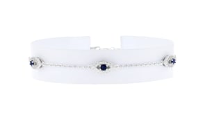 30 ct. t.w. CZ and .20 ct. t.w. Simulated Sapphire Evil Eye Station Bracelet in Sterling Silver