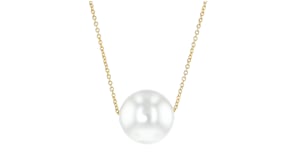 16mm Shell Pearl Solitaire Necklace in 18kt Gold Over Sterling
