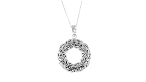 Sterling Silver Byzantine Circle Pendant Necklace
