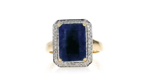 7.00 Carat Sapphire and .20 ct. t.w. Diamond Ring in 14kt Yellow Gold