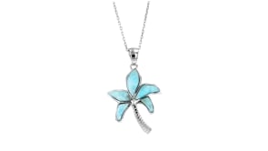 Larimar Palm Tree Pendant Necklace in Sterling Silver