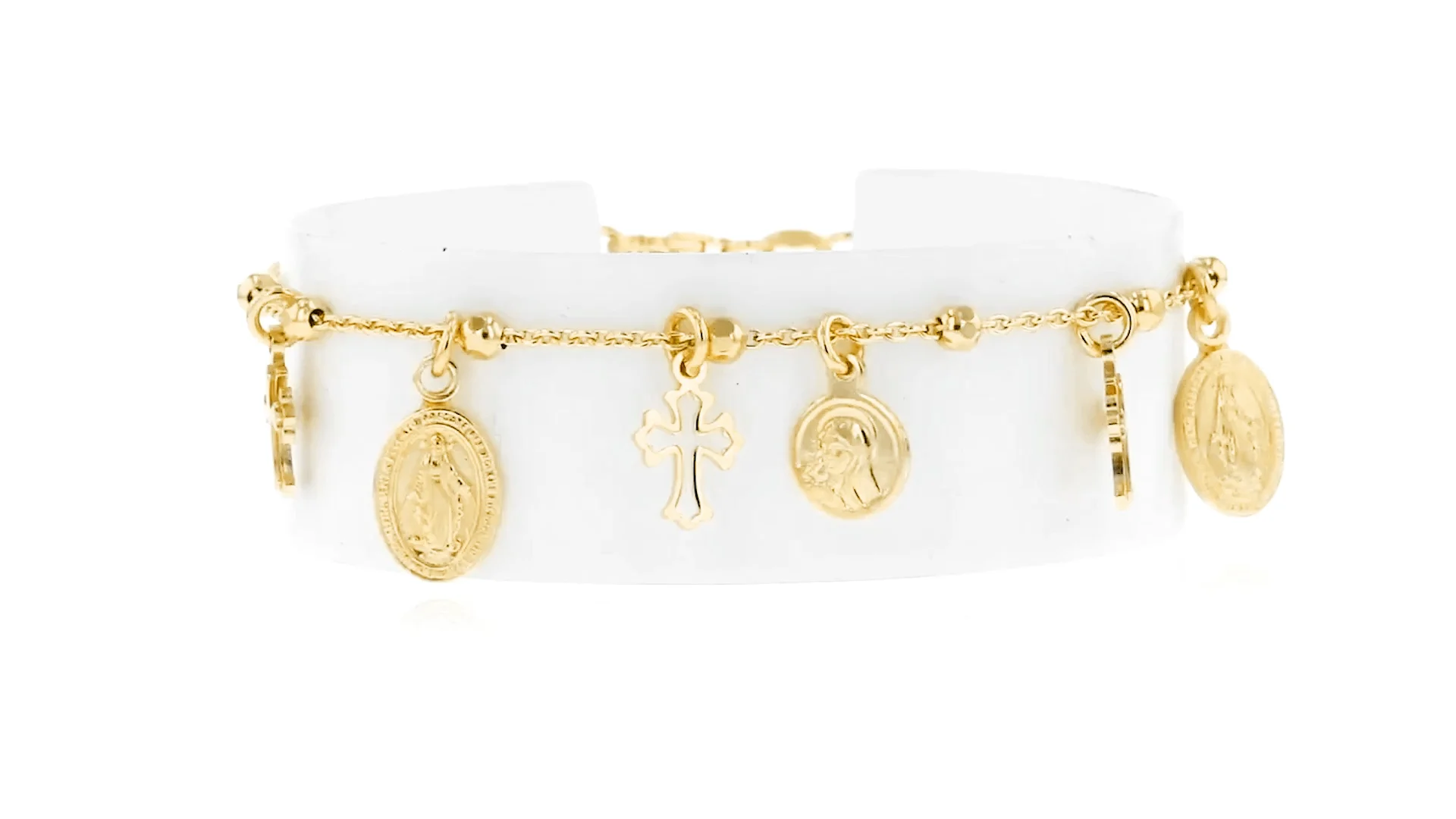 Italian 18kt Gold Over Sterling Religious Charm Bracelet | Ross Simons