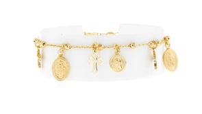 Italian 18kt Gold Over Sterling Religious Charm Bracelet