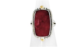 9.50 Carat Ruby Ring in Two-Tone Sterling Silver