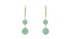Jade Double-Bead Drop Earrings in 14kt Yellow Gold