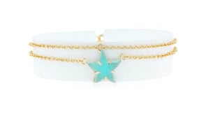 Italian Tagliamonte Light Blue Venetian Glass Starfish Anklet in 18kt Gold Over Sterling