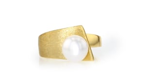 8-8.5mm Cultured Pearl Ring in 18kt Gold Over Sterling