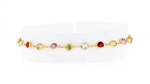 5.70 ct. t.w. Multi-Gemstone Anklet in 18kt Gold Over Sterling