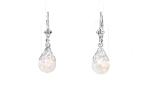 Floating Opal Drop Earrings in Sterling Silver
