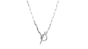 Sterling Silver 2.5mm Paper Clip Link Toggle Necklace