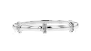 Diamond-Accented Bangle Bracelet in Sterling Silver