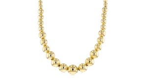 Italian 6-14mm 18kt Gold Over Sterling Silver Graduated Bead Necklace