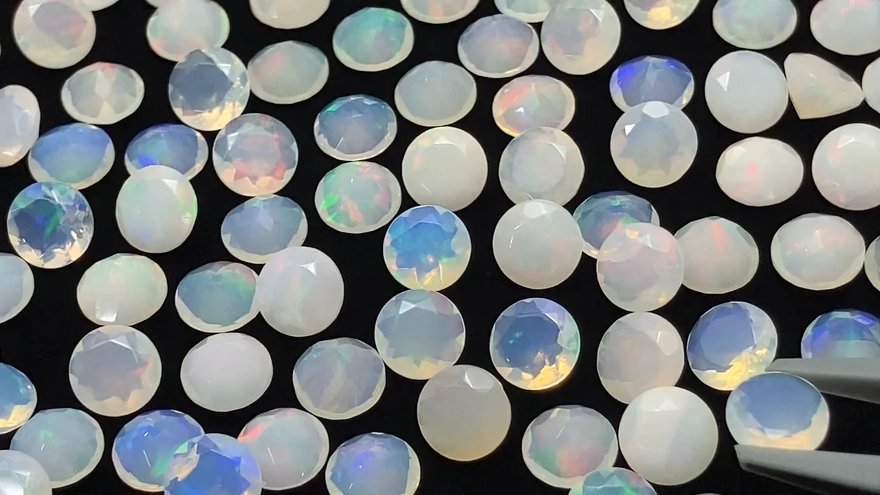 宝石質エチオピア産オパールAAA- ルース ラウンドファセットカット7