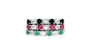 1.50 ct. t.w. Multi-Gem Jewelry Set Three Rings in Sterling Silver