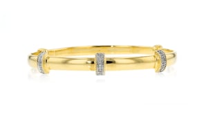 14kt Gold Over Sterling Silver Station Bangle Bracelet with Diamond Accents