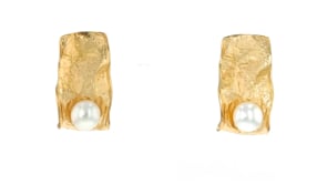 Italian 7.5-8mm Cultured Pearl Sculptural Earrings in 18kt Gold Over Sterling