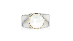 9.5-10mm Cultured Pearl Ring in Sterling Silver with 14kt Gold