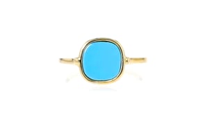 Italian 8x8mm Stabilized Turquoise Ring in 14kt Yellow Gold