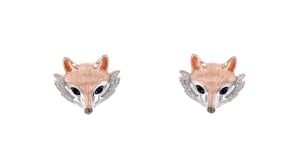 10 ct. t.w. Sapphire and .10 ct. t.w. Diamond Fox Earrings in Two-Tone Sterling Silver