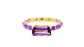1.60 Carat Amethyst Ring with Purple Enamel in 18kt Gold Over Sterling