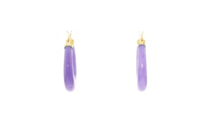 Purple Jade Hoop Earrings in 14kt Yellow Gold. 1 18