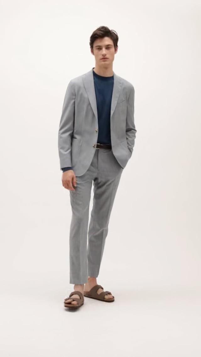 Light grey virgin wool and lyocell K-Jacket suit in Light grey