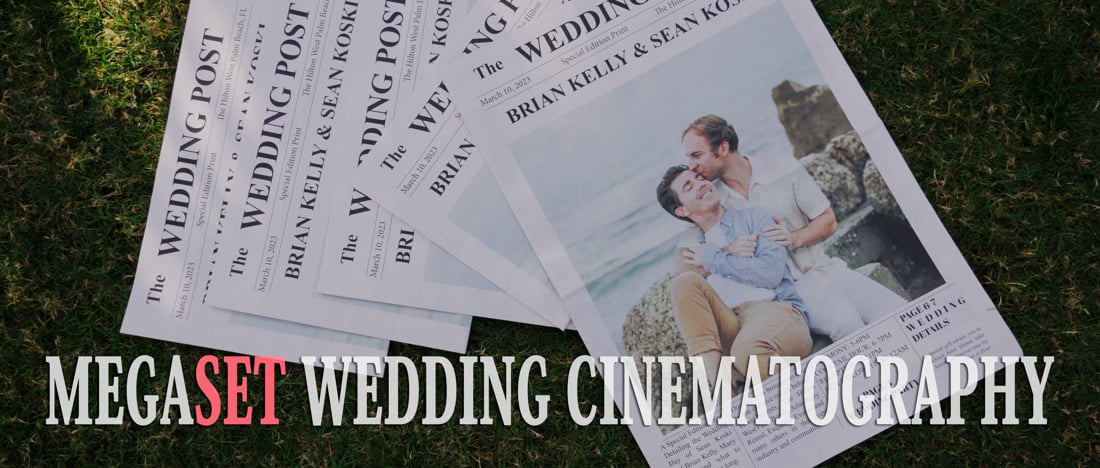 Groom and groom featured in Wedding Post newspaper